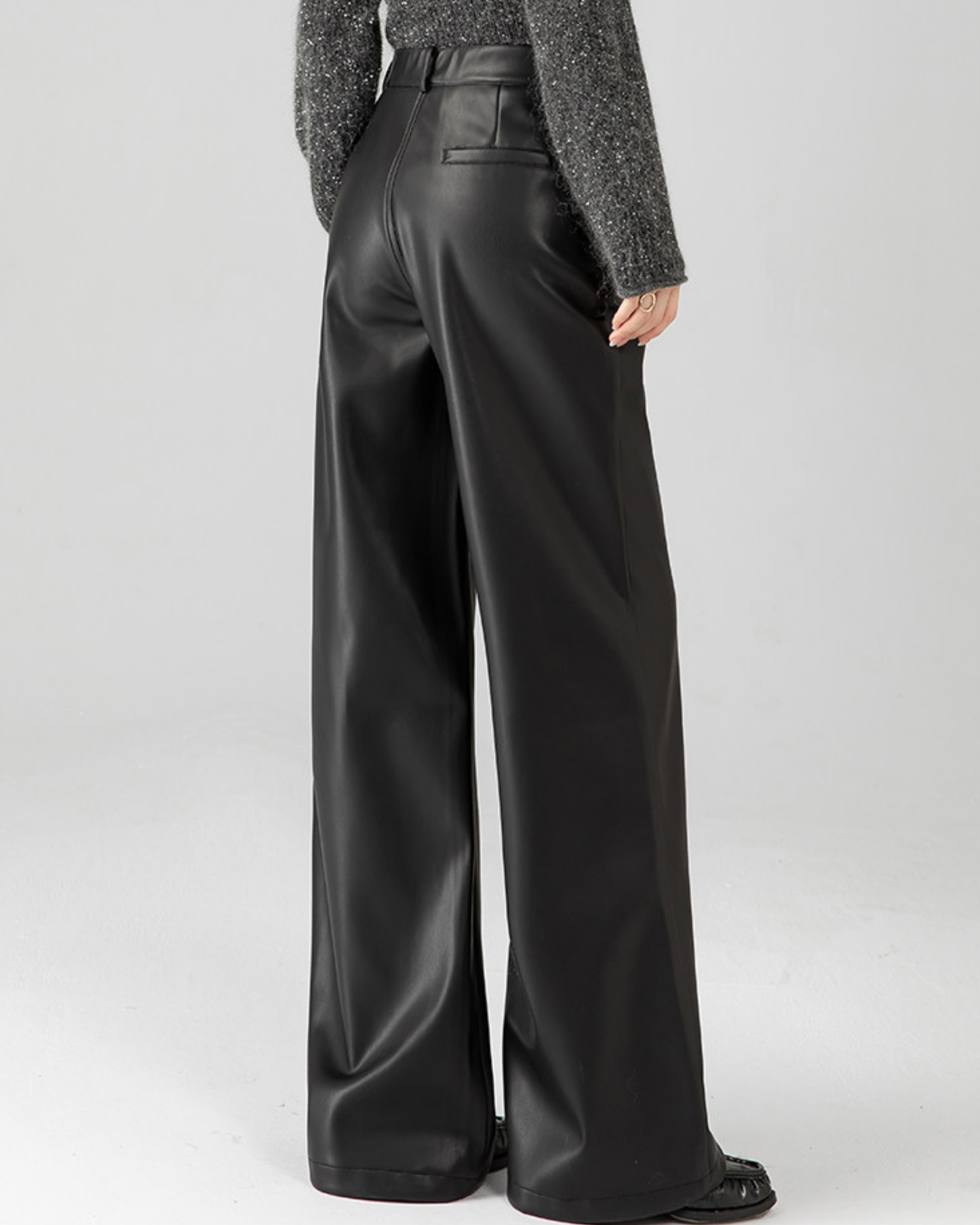 Faux Leather Wide Pants - BT032