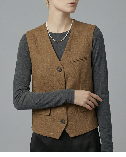 Dusty Khaki Tailored Vest - KN035