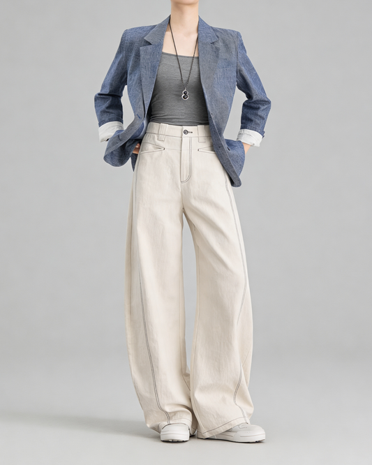 Linen Blend Wide Pants - BT101