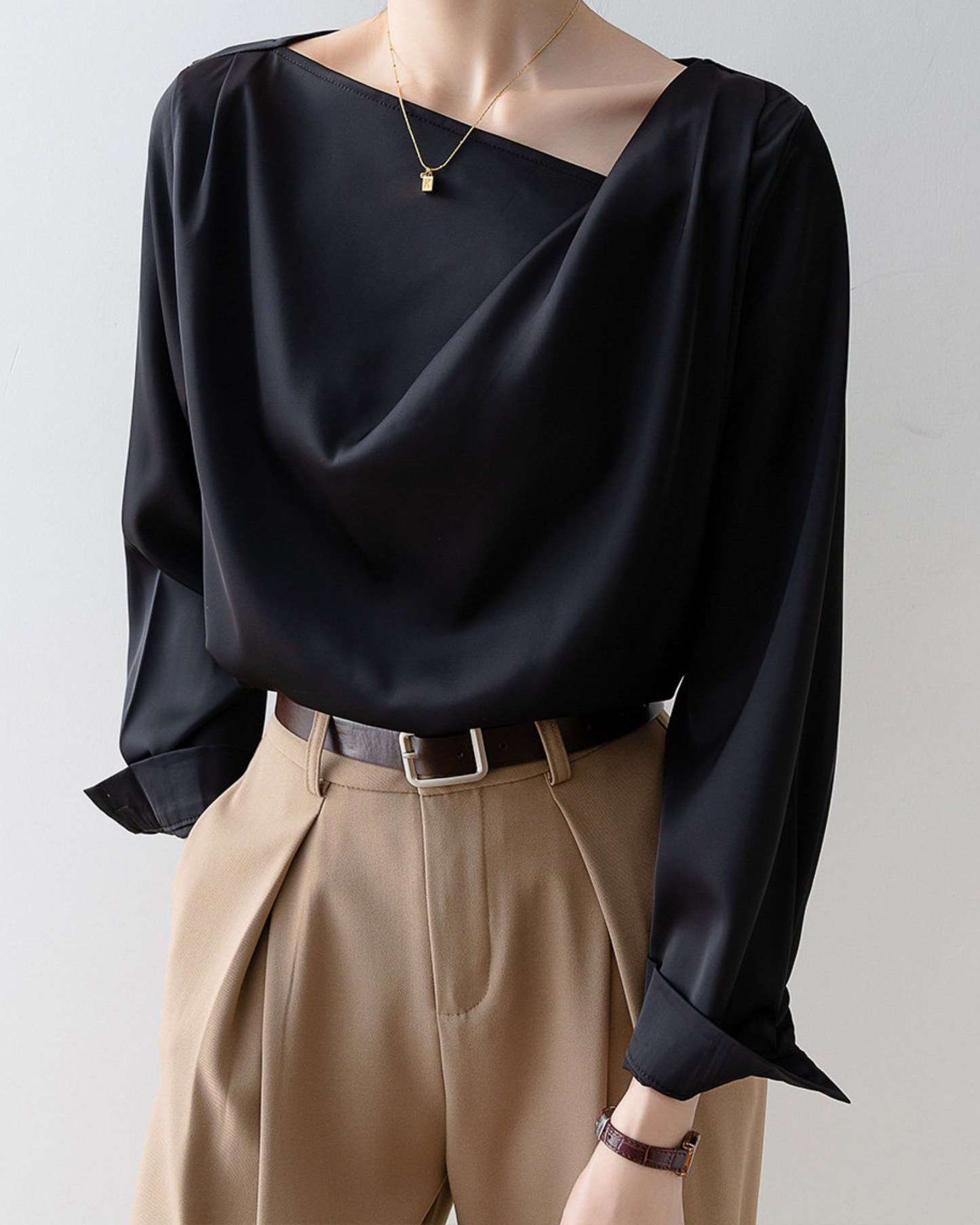 Asymmetrical Satin Blouse - SH032