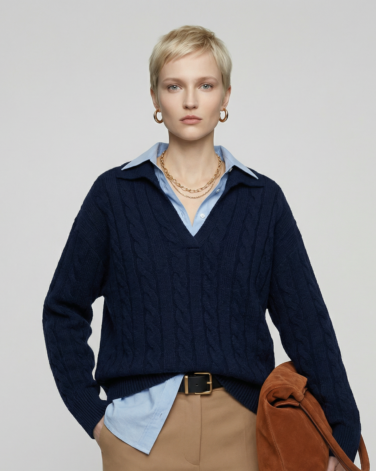 V-Neck Wool Sweater - KN032