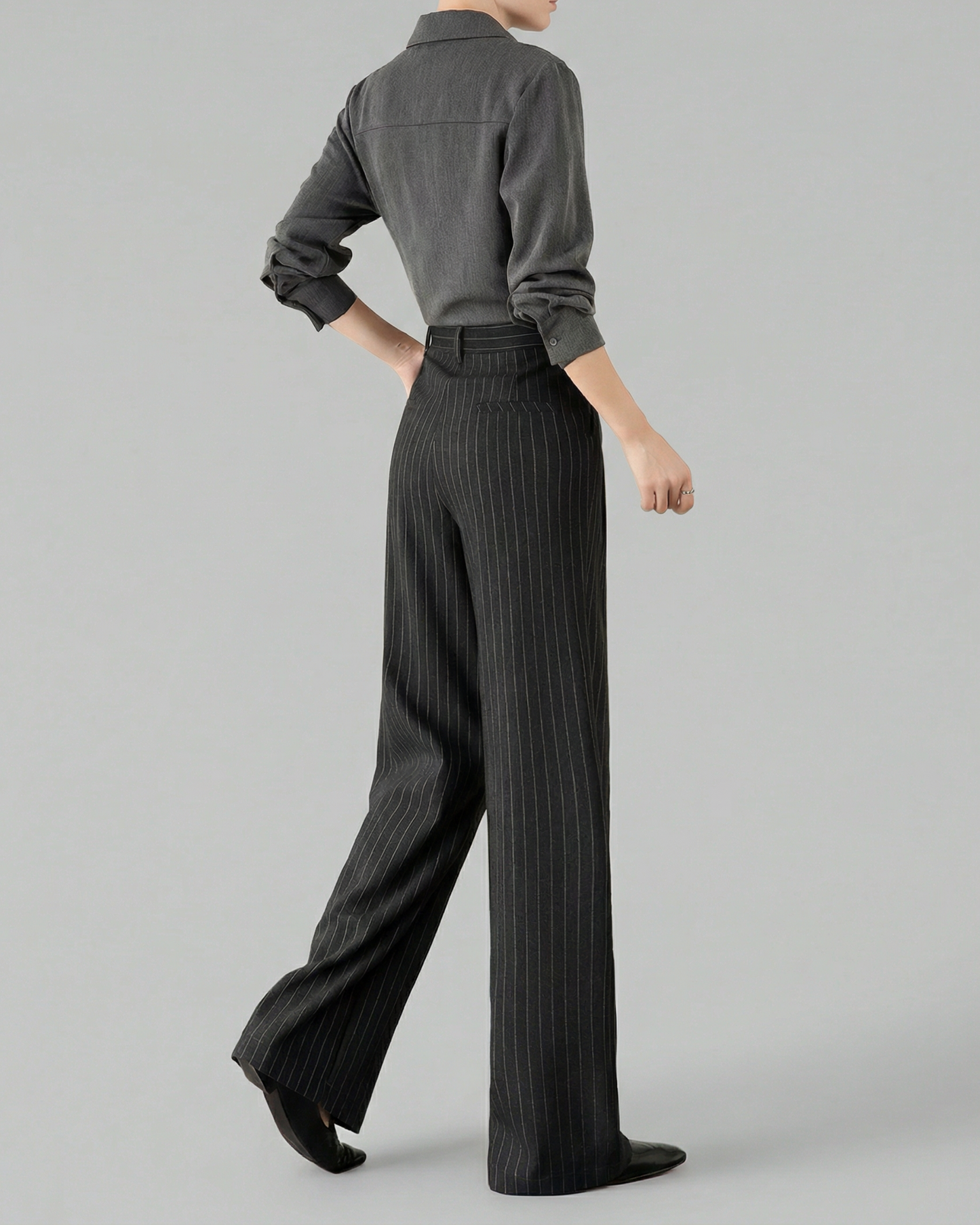 High-Waist Pinstripe Slacks - BT049
