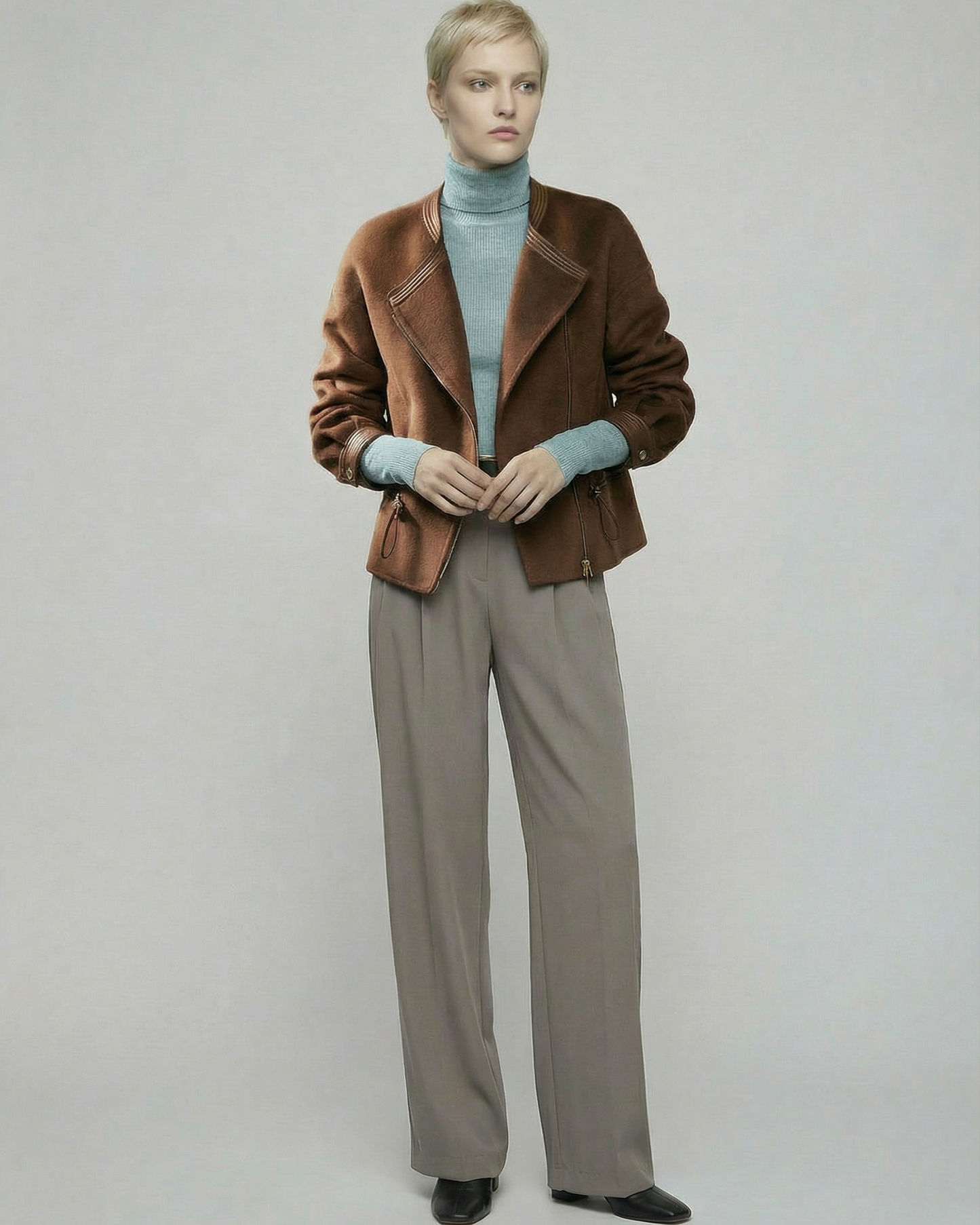 Short Wool Zip Jacket - OT032