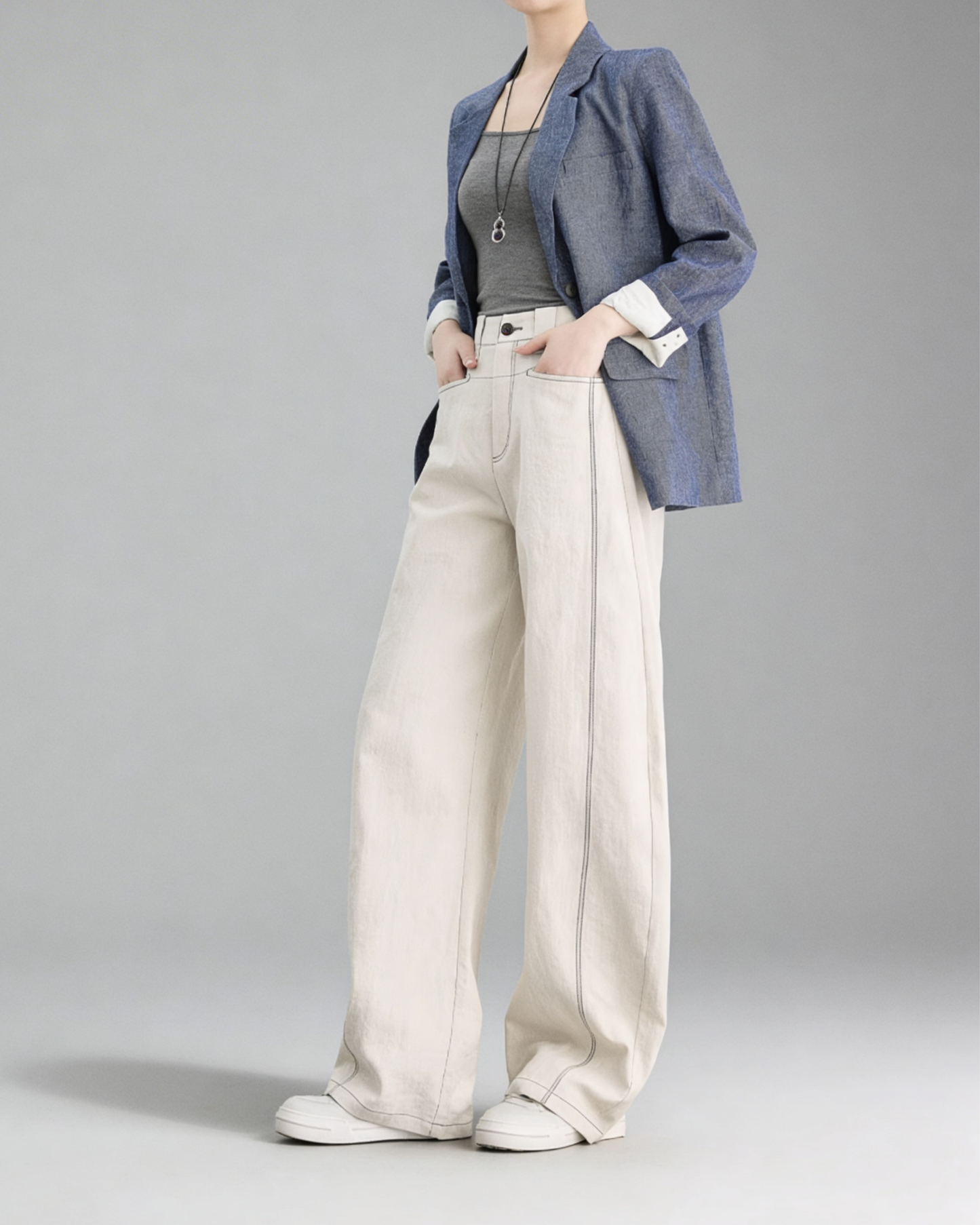 Linen Blend Wide Pants - BT101
