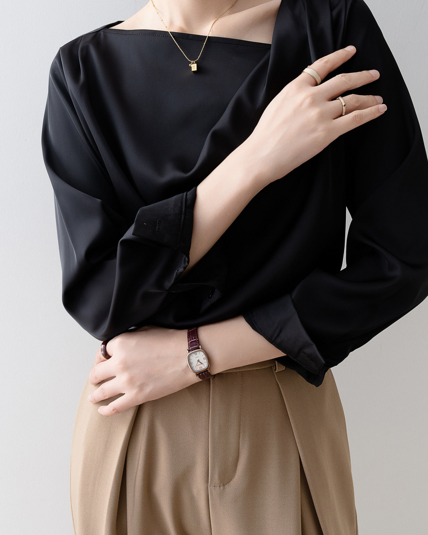 Asymmetrical Satin Blouse - SH032