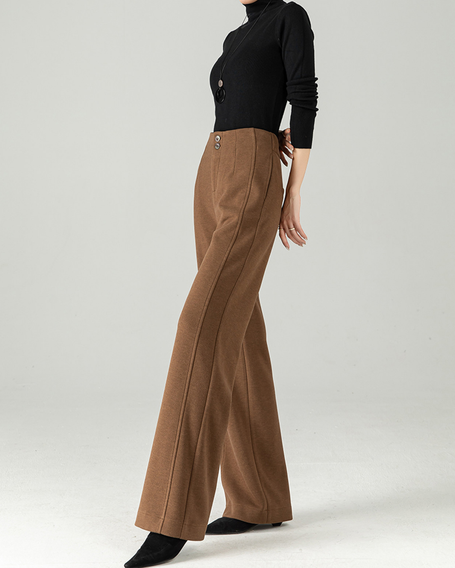 Wool-Blend Wide Slacks - BT044
