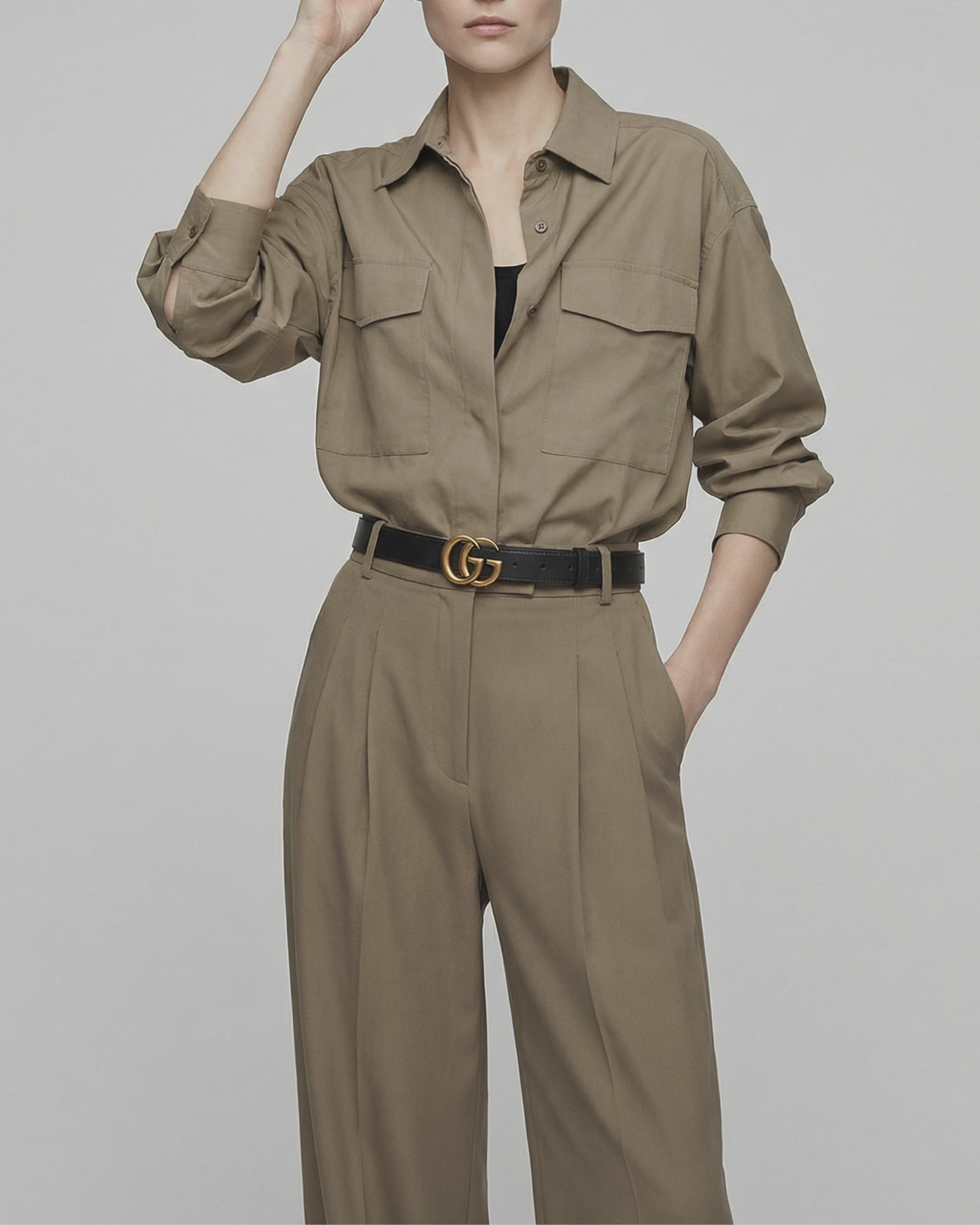 Olive Mocha Loose Shirt - SH108