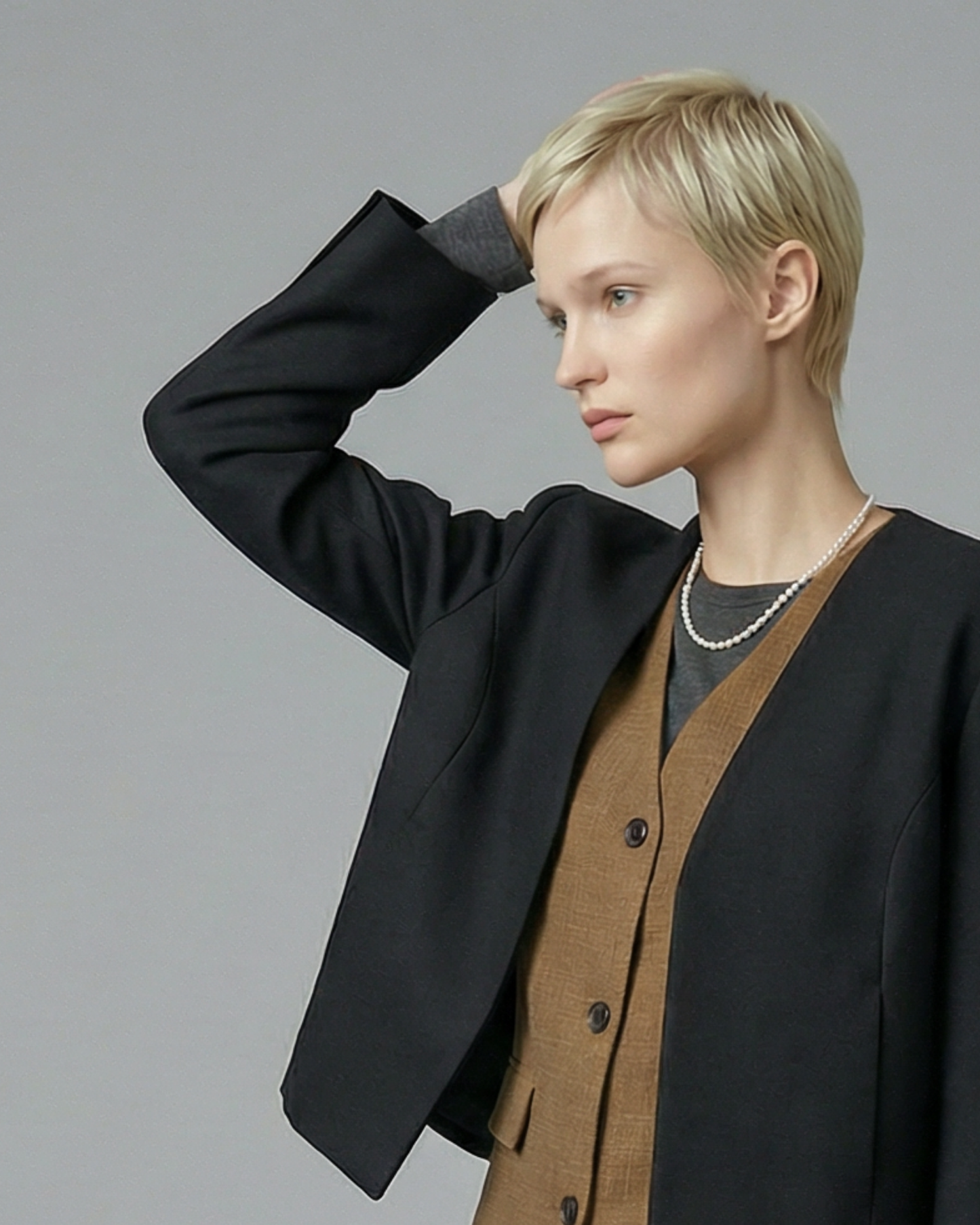 Dusty Khaki Tailored Vest - KN035