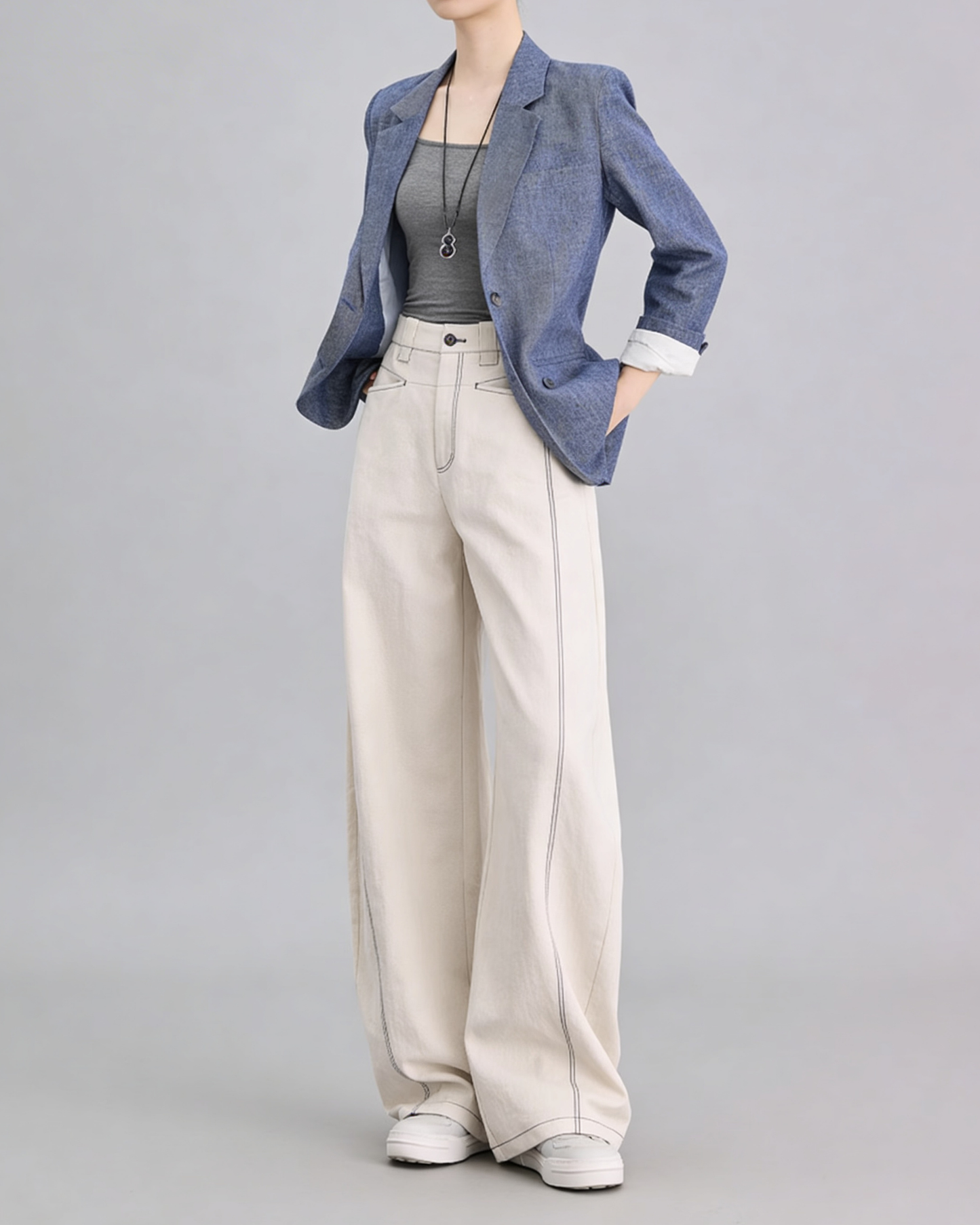 Linen Blend Wide Pants - BT101