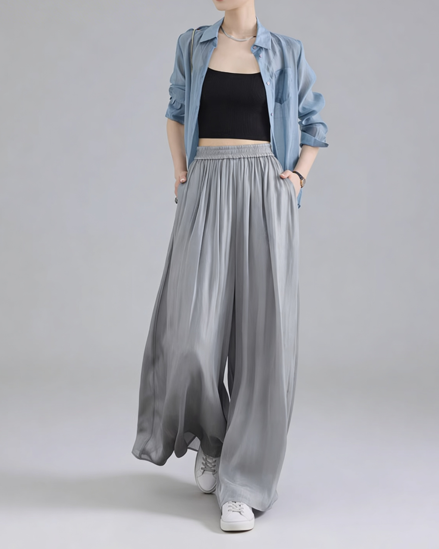 Flowy Draped Wide Pants - BT102