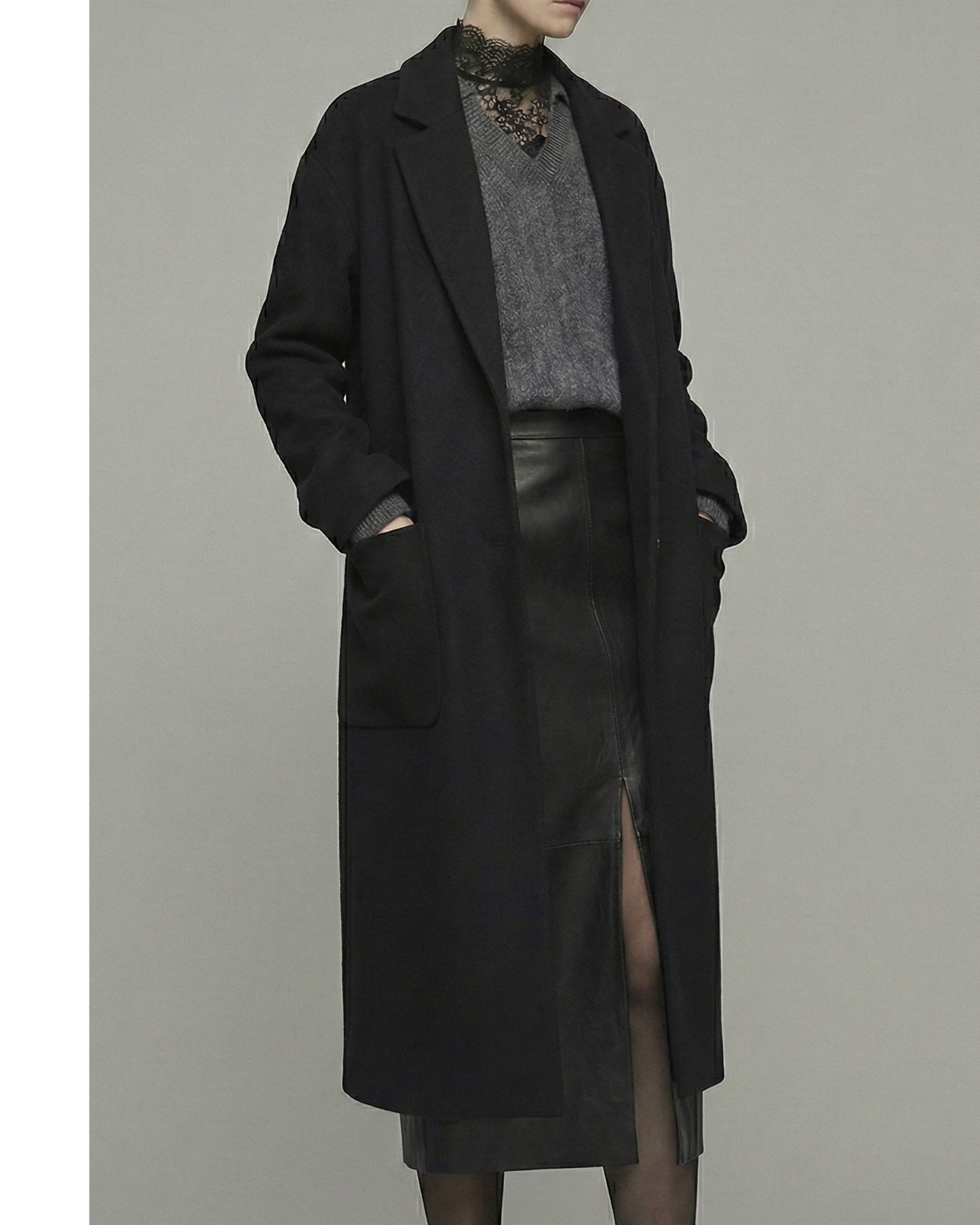 Ash Gray Wool Sweater - KN031