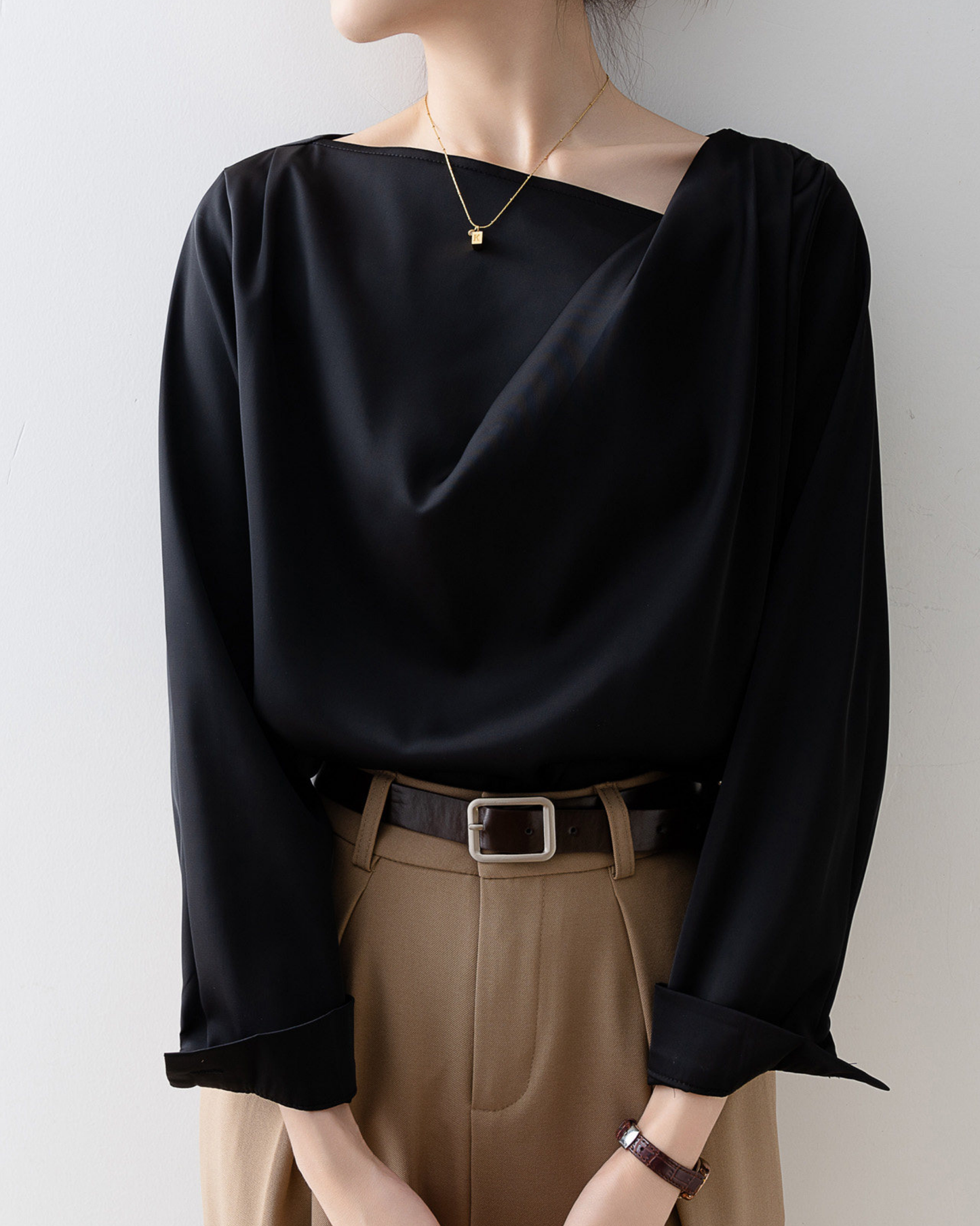 Asymmetrical Satin Blouse - SH032