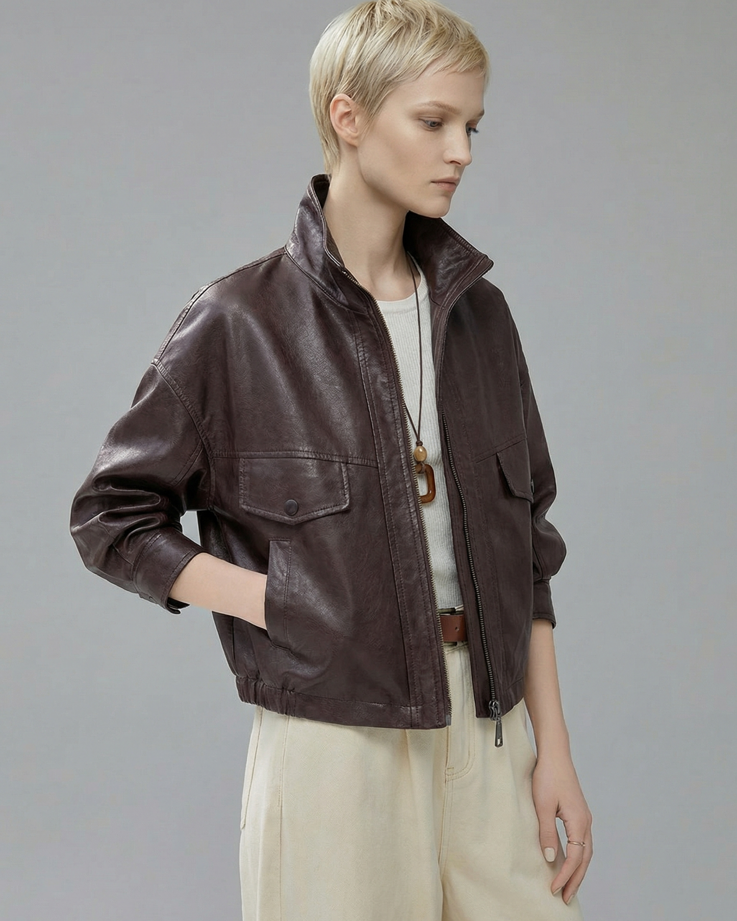 Lambskin Short Leather Jacket - OT032
