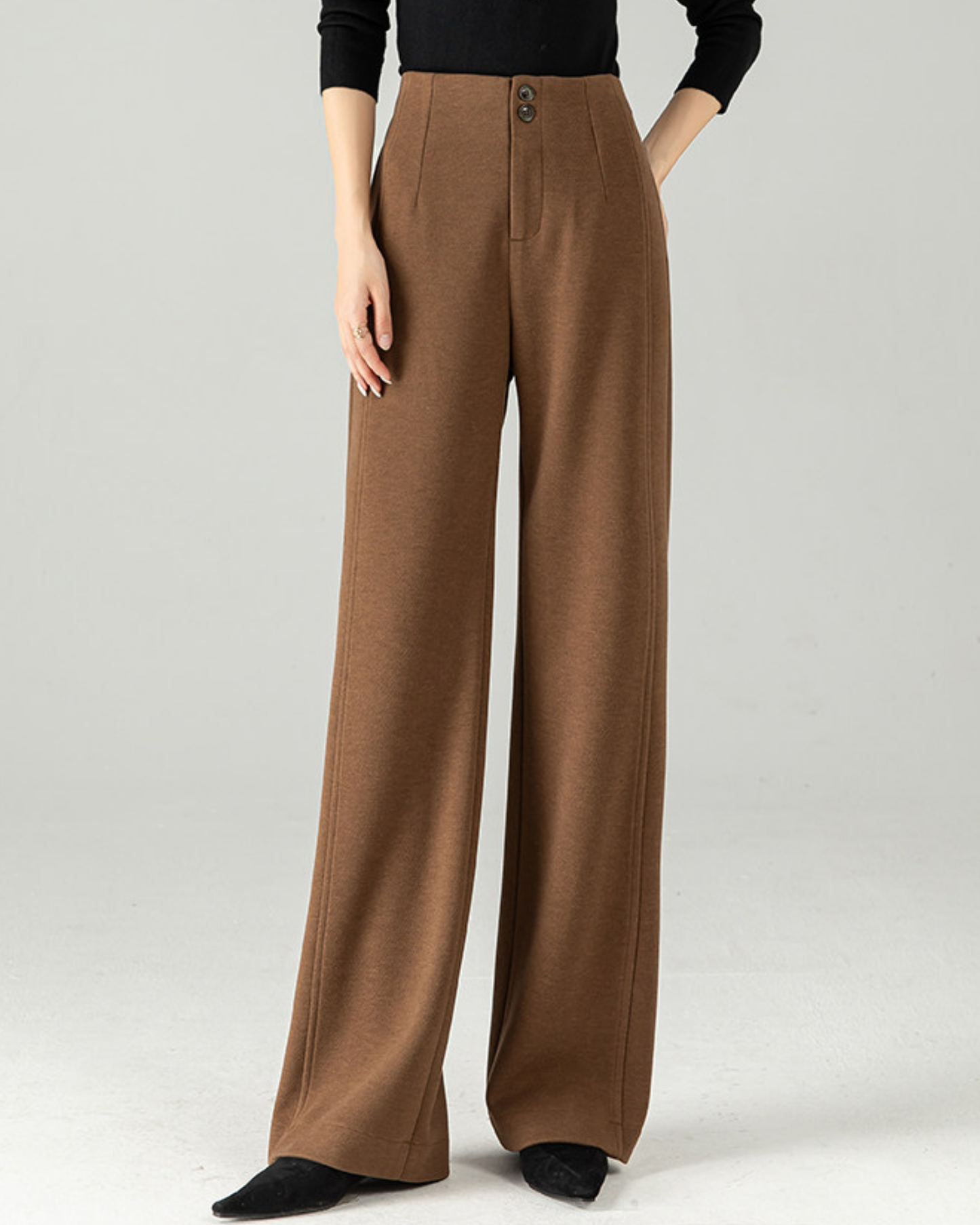 Wool-Blend Wide Slacks - BT044