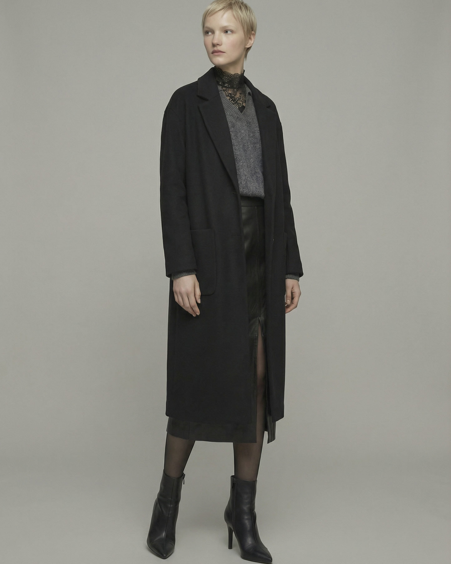 Ash Gray Wool Sweater - KN031