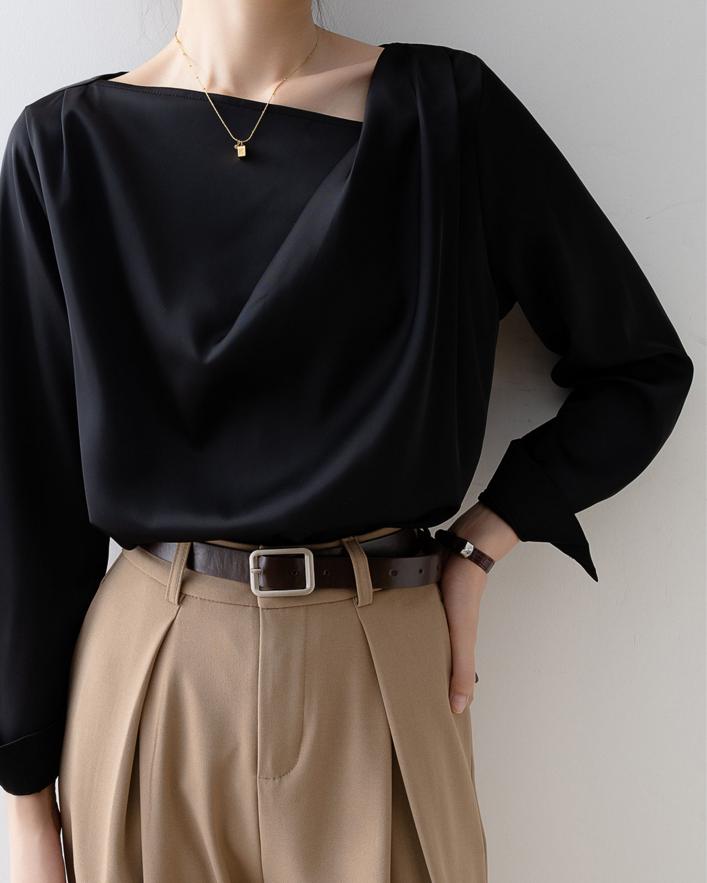 Asymmetrical Satin Blouse - SH032